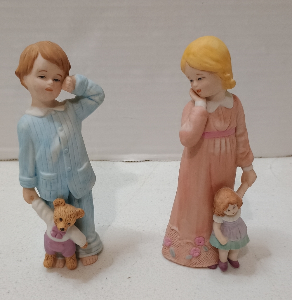 Vintage Home Interiors Porcelain Figurines "Sleepy Time"